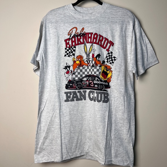 Vintage Dale Earnhardt Fan Club Looney Tunes Grey T Shirt Made In USA Large - Picture 2 of 6